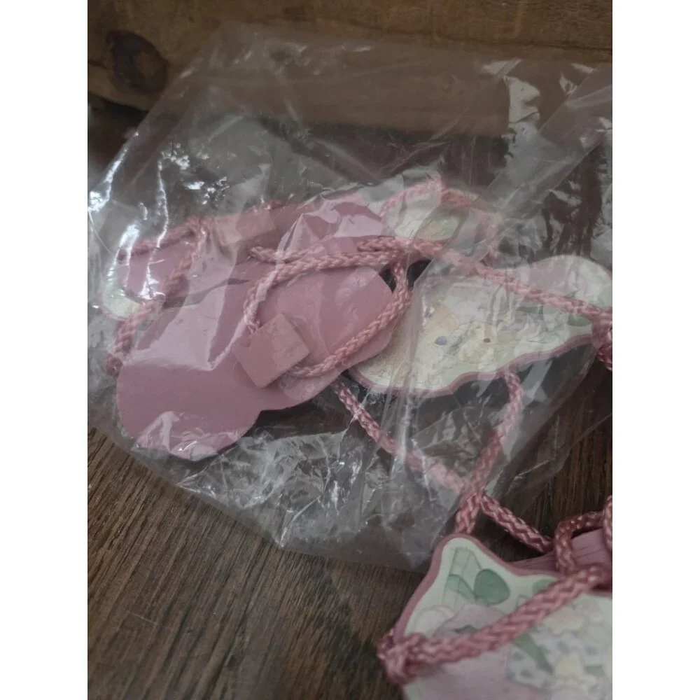 Vtg Precious Moments 1989 Trim A Tree 8' Pink Wood Doll Garland Christmas
